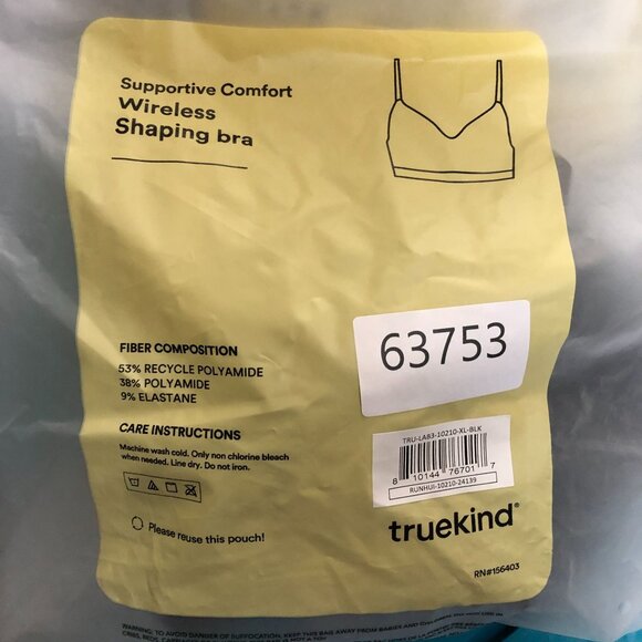 Truekind Supportive Comfort Wireless Shaping Bra with Extender Black XL - Picture 6 of 6